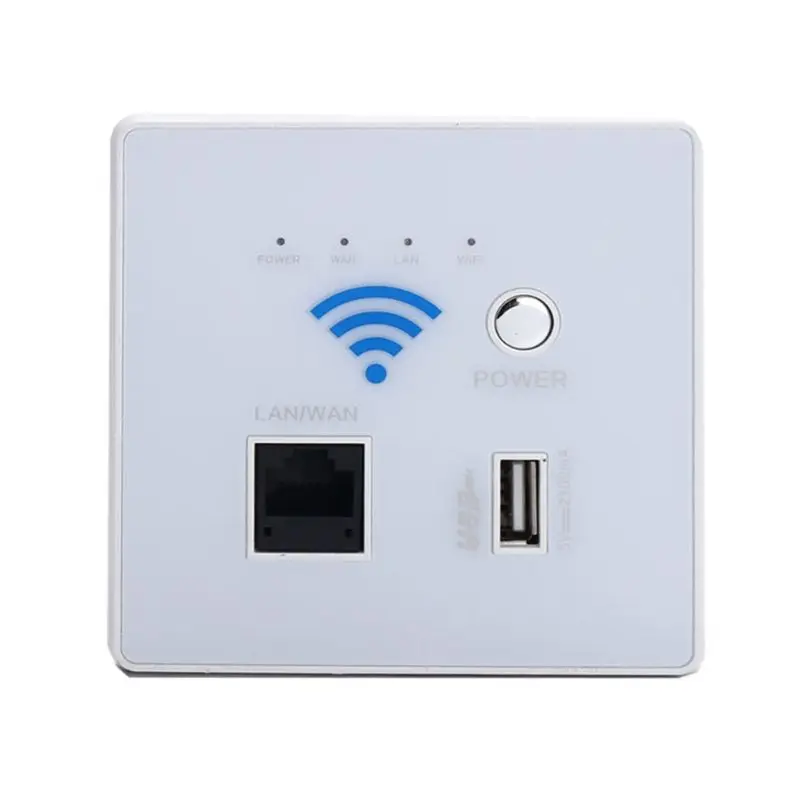 300M Wireless WIFI Wall Embedded Router USB Charging Socket WiFi Repeater U4LD