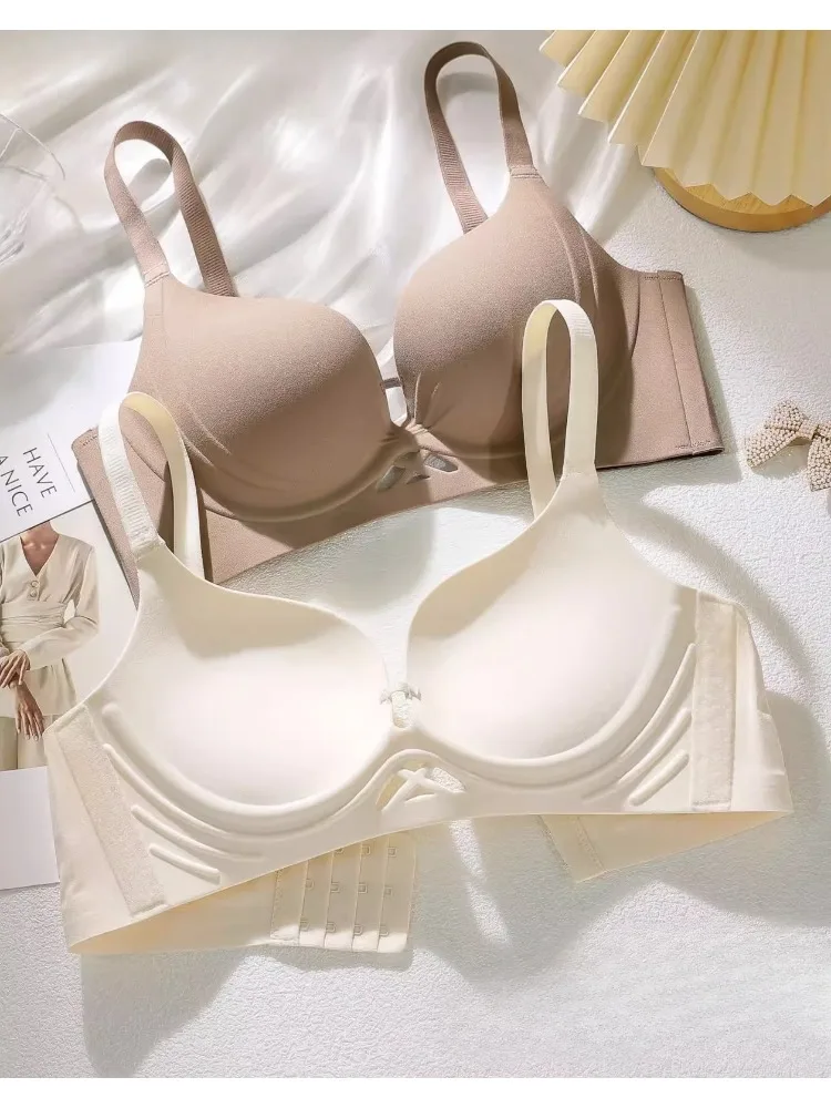 Dessous-Set für Damen, kleine Büste, Übergröße, atmungsaktiver, nahtlos formender BH, Push-Up-BH aus dicker Baumwolle mit Bügel, bequemer Alltagskleidung