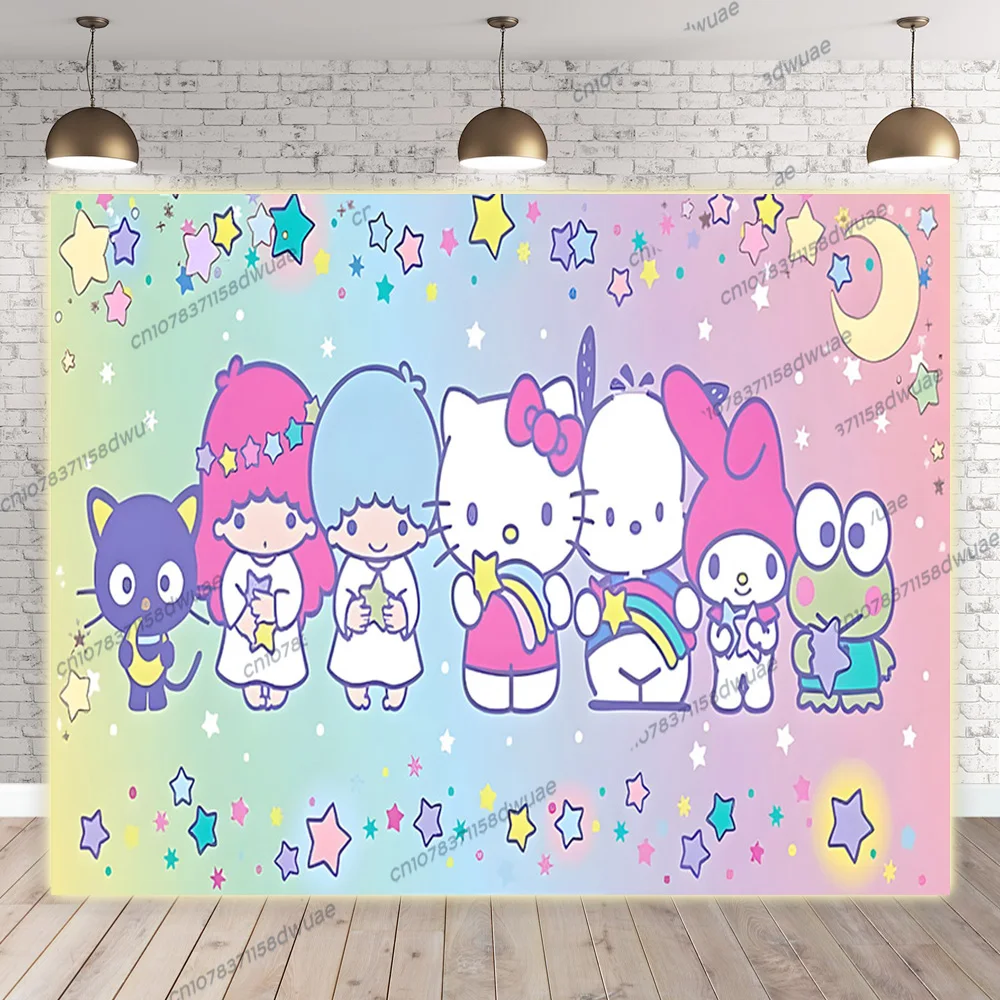 Hello kitty Pink Photography Backdrop Birthday Party Photo Background Friends Gathering Photo Backdrop