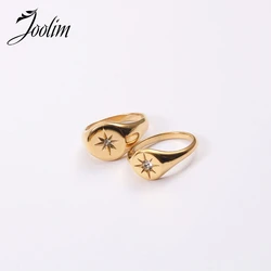 Joolim High End PVD Fashionable M Word Star Ring For Women Stainless Steel Jewelry Wholesale