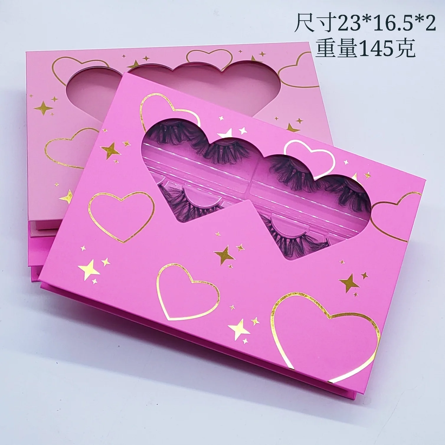 4 Pairs Fluffy False Eyelashes Kit with Rhinestone Glue & Tweezers Pink Heart Gift Box 3D Mink Lashes Set for Beginners