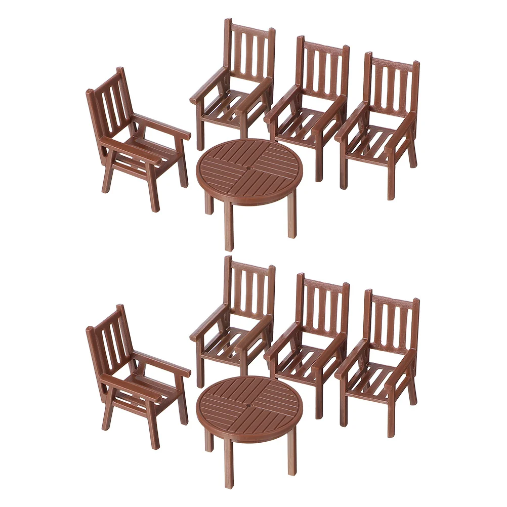 مجموعة كراسي طاولة طعام مصغرة بمقياس 1/30 أثاث صغير من البلاستيك الواقعي لتزيين مشهد المطبخ لبيت الدمى #4