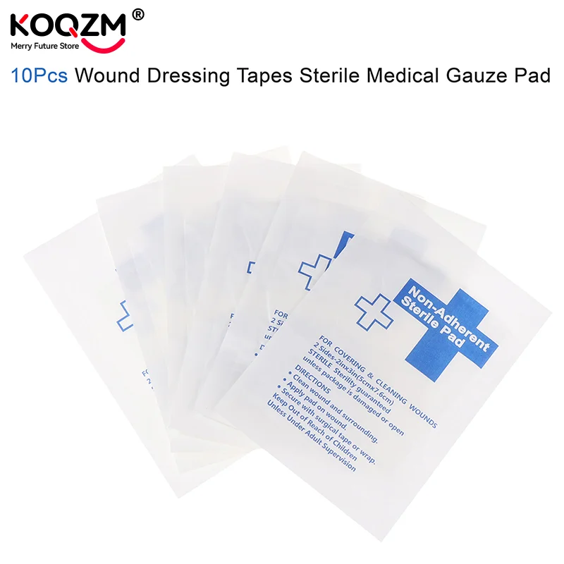 

10Pcs Disposable Sterile Medical Gauze Pad 5x7.5cm Individually Cotton First Aid Waterproof Wound Dressing Wound Care Supplies