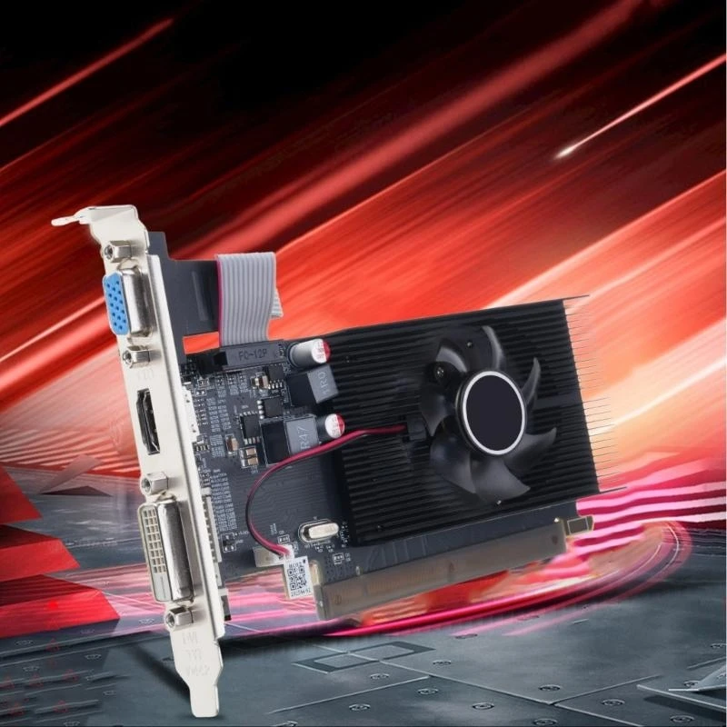 

Low Profile DDR3 64Bit Graphics Card with Cooling Fan PCIe 16X Computer best sale