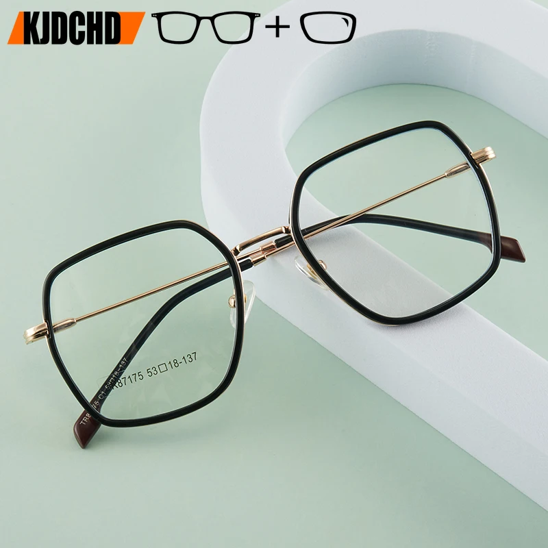 

KJDCHD Women Metal Prescription Glasses Square Progressive Optical Eyeglasses Anti-Blue Light Myopia/Hyperopia Eyewear