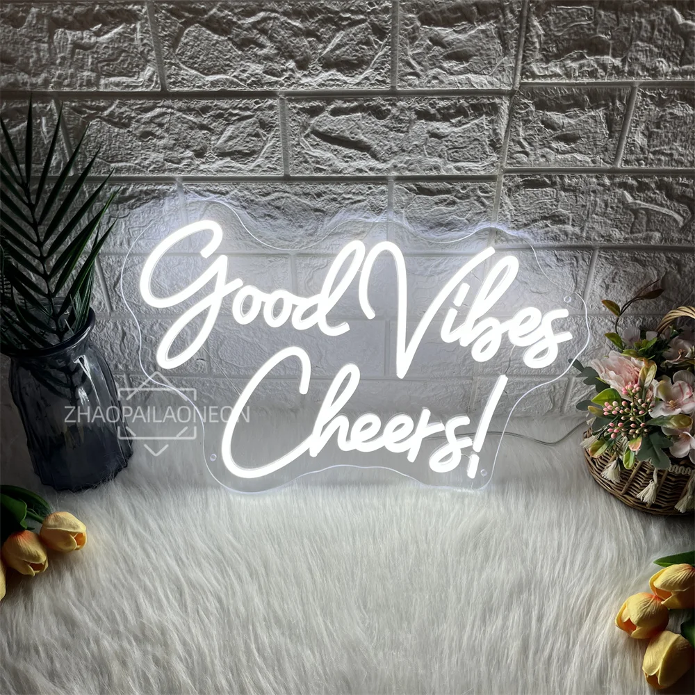 Good Vibe Cheers Neon Sign voor Party Restaurant Koffie Decoratie Licht Led Muur Kamer Party Bar Club Pub Decor Neon Borden