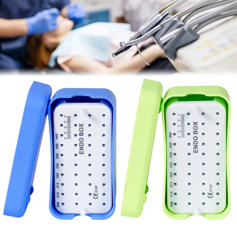 

1pc Dental Endo Box With Ruler 40 Holes Blocks Stand Dental Disinfection Endo Files Holder Autoclavable Sterilization Case