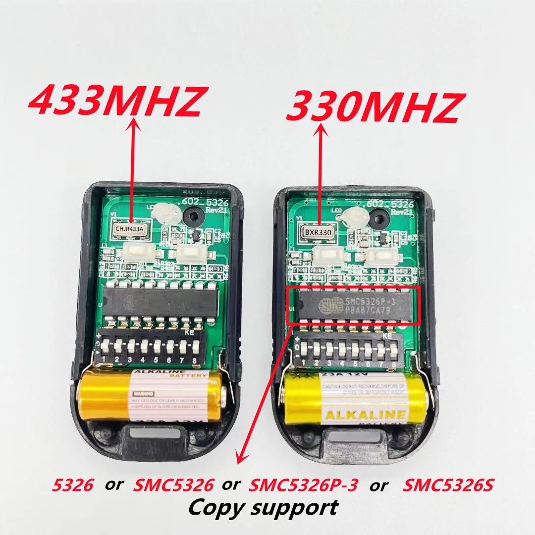 8 interruptores Dip 433Mhz Control remoto duplicado código fijo duplicador de 2 canales para puerta de garaje abridor o sistema de alarma