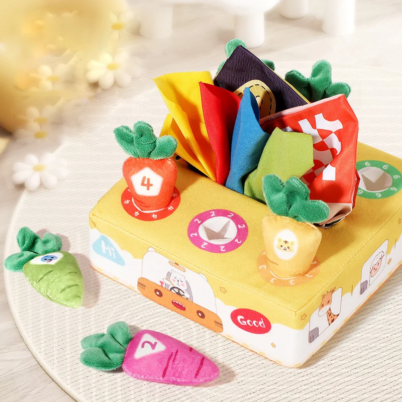 

Baby Tissue Box Montessori Educational Toys Colorful Soft Sensory Toy For Toddler Finger Exercise Pumping Silk Scarf Gifts 0-18M