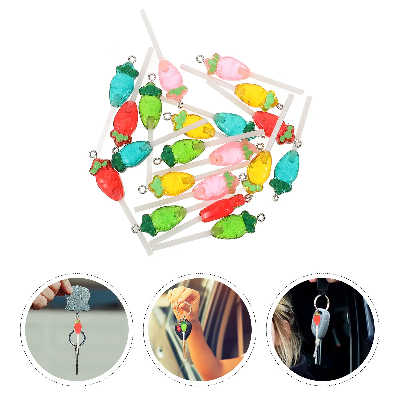 20 قطعة محاكاة الغذاء اللعب المفاتيح شيك الجزرة مصاصة سحر صياغة لوازم الراتنج سوار قلادة