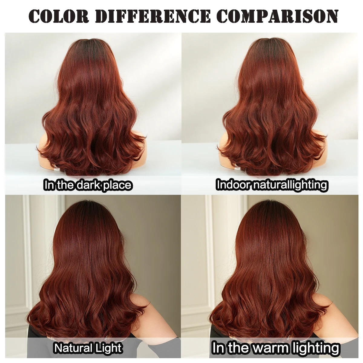 Shoulder Length Body Wave Wine Red Wig for Women High Density Synthetic Layered Modest Fashion Middle Part Wigs with Dark Roots - view 6