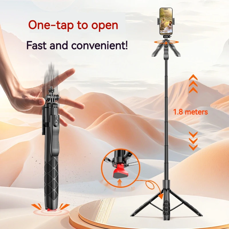 1,8-метровый автоматический вып-штатив для селфи-палки для камеры телефона GoPro, вращающаяся на 360° подставка с дистанционным управлением для видеоблогов LIVE
