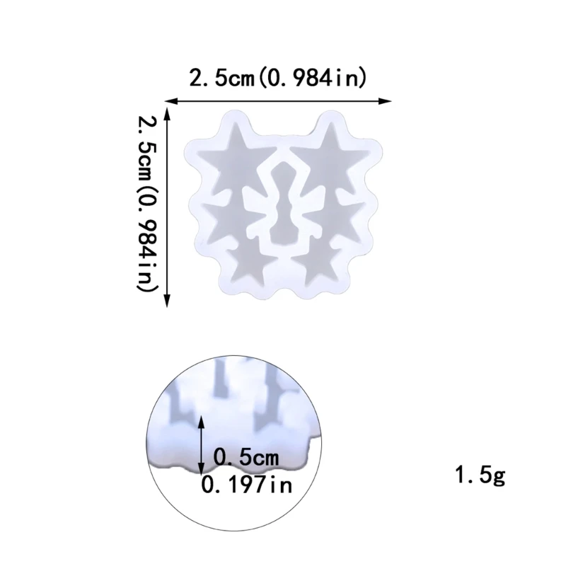 Cetakan Anting Kancing Bintang Cetakan Pengecoran Perhiasan Cetakan Pentagram Silikon Cetakan Kerajinan Diy Perlengkapan Liontin