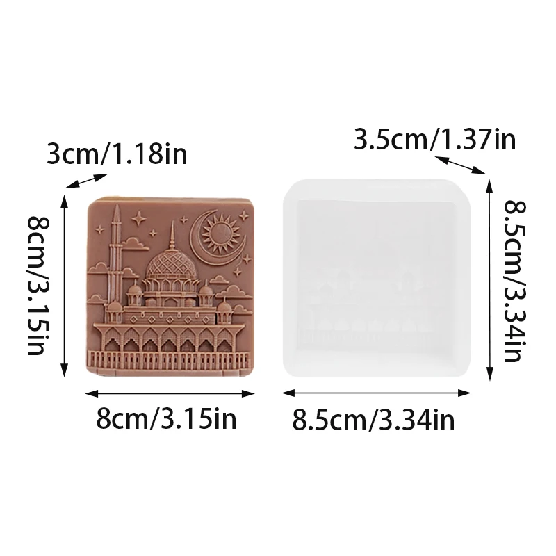 Mosque Starry Sky Themed Art Scented Candle Making Silicone Mold, Home Decoration Cultural Handmade Gift DIY Silicone Mold, Architectural Relief Sun Moon Star Pattern Design Resin Liquid Making Silicone Mold