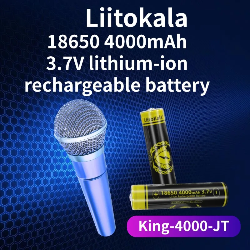 LiitoKala 3,7V King4000-JT+Box Wiederaufladbare 18650-Batterien 4000mAh mit Hoher Entladerate für Taschenlampen