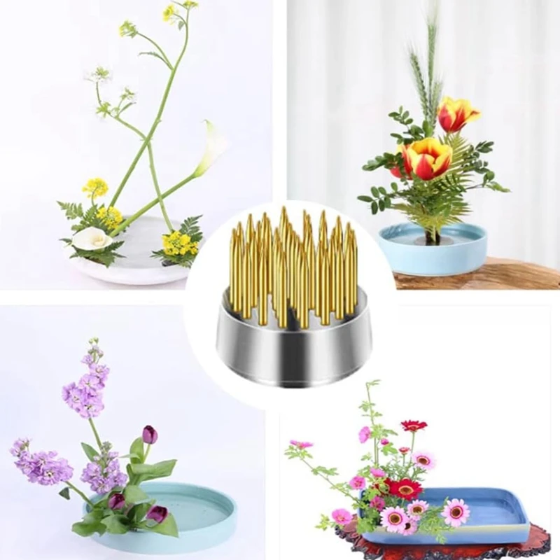 Hot 12PCS Flower Frog, Kenzan Pin Frog Round Brass Flower Holder, Flower Frogs For Arrangements Vase, Floral Fixed Tools