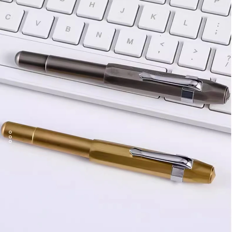 Luxury Alpha Brass Short Fountain Pen Travel Iridium F 0.5MM Nib Vintage Ink Pen Office Student Stationery Supplies PK Majohn