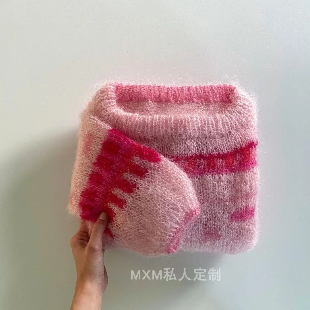 Lazy and comfortable mohair fluffy pullover casual loose sweater jacket for lazy people, fresh hand woven spring new style