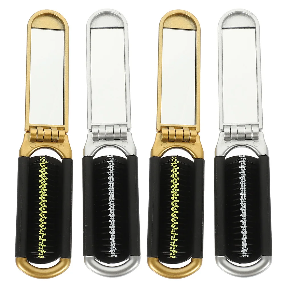 

4Pcs Foldable Hair Brush with Mirror Lightweight Small Detangling Massage Portable Travel Pocket Brush Hair Brush,