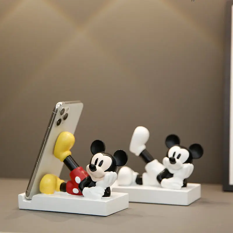 Animacja Disneya peryferyjna kreskówka śliczne ozdoby Mickey uchwyt na telefon komórkowy pokój biuro kreatywna dekoracja prezent dla dziewczynek