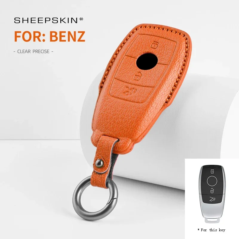 Sheepskin Car Key Case Cover For Mercedes Benz W176 W177 W205 W206 W212 W213 W222 W223 W167 W463 X166 A C E S G CLS GLC SL Class