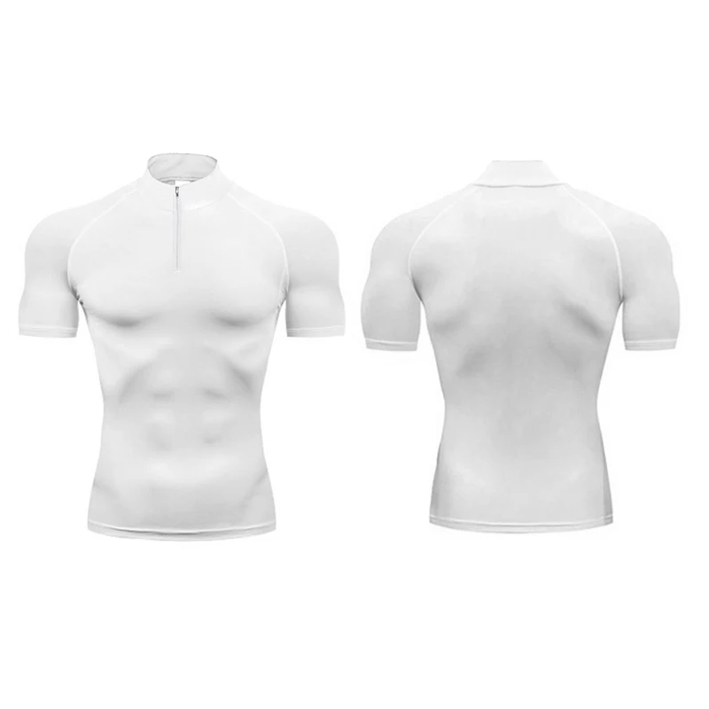 Compression Shirt Men Running Short Sleeve T-shirt Gym Clothes Summer Tight Fitness Polo Shirt Quick Dry Bodybuilding Muscle Tee image 3