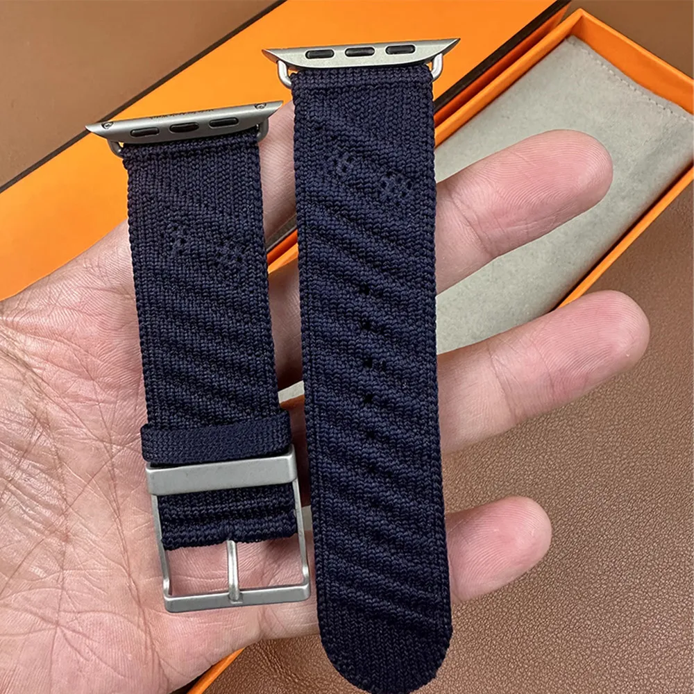 En Mer Bleu Nuit Band für Apple Watch 10 46mm 42mm Correa Nylon Loop Armband für iWatch 9 8 7 6 Ultra 49mm 44/45/38mm Uhrenarmband