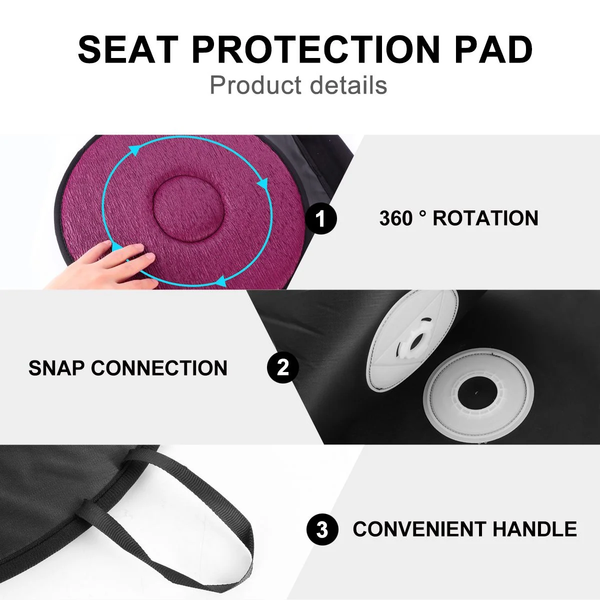 

360 Degree Rotating Seat Cushion For Car Universal Breathable Anti-Slip Swivel Base Pad Portable Travel Comfort Support