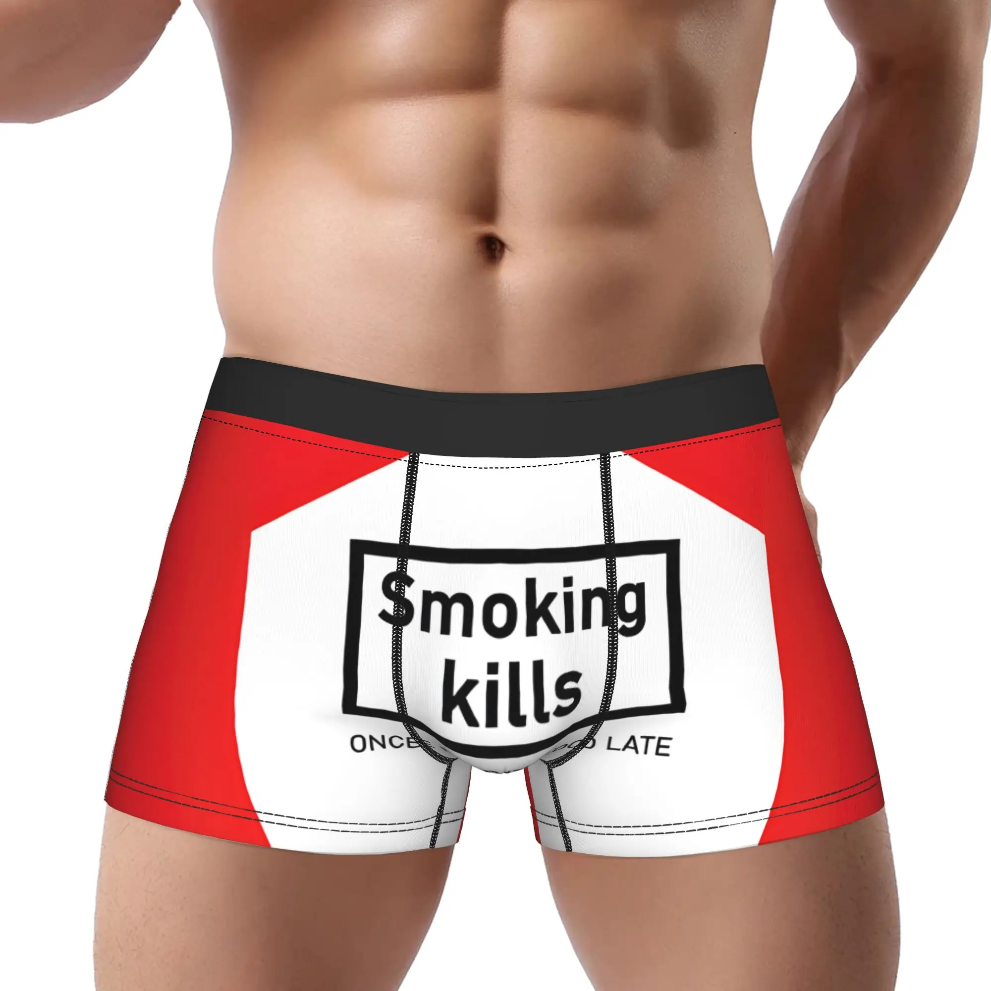 1piece Smoking Kills Cigarettes Tabacco Health Care  Underpants Breathbale Panties Male Underwear Print Shorts