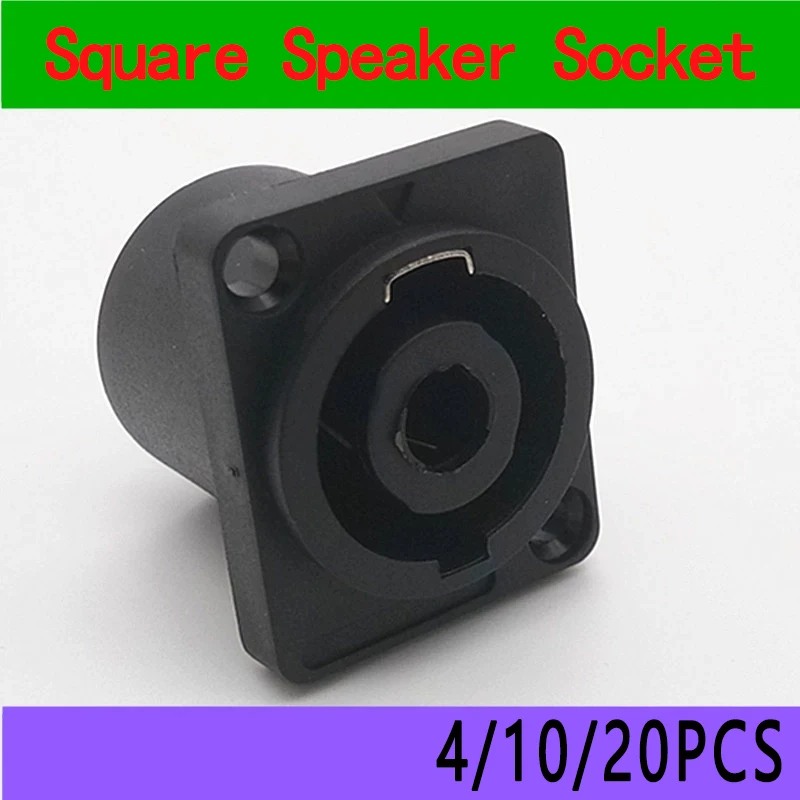 

4/10/20pcs Panel Mount 4-Pin Audio Jack -Square Locking Connector Compatible with Speaker & Mixer Setups