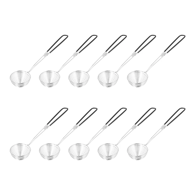 10 Pieces Hot Pot Strainer Scoops,Stainless Steel Hot Pot Strainer Spoons Mesh Skimmer Spoon Strainer Ladle With Handle