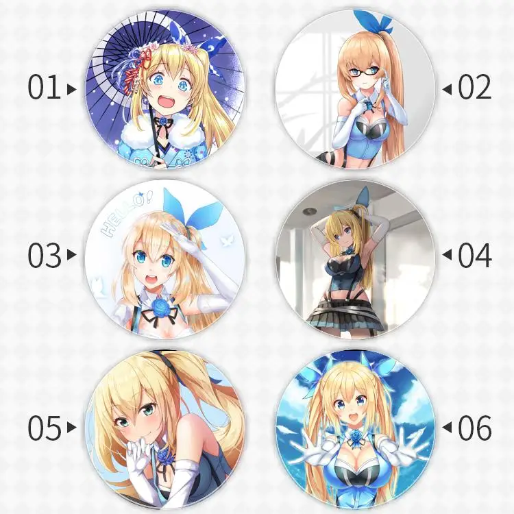 Mirai Akari Project Badge Brooch Vtuber Virtual YouTuber anchor Peripherals Pin Clothes Personalized Cartoon Pendant 75mm DIY