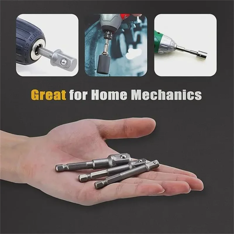 Imagem -05 - Hexagonal Handle Haste Adaptador Luva Conversão Rod Cabeça Quadrada Soquete de Extensão 12 38 14 Pcs Set