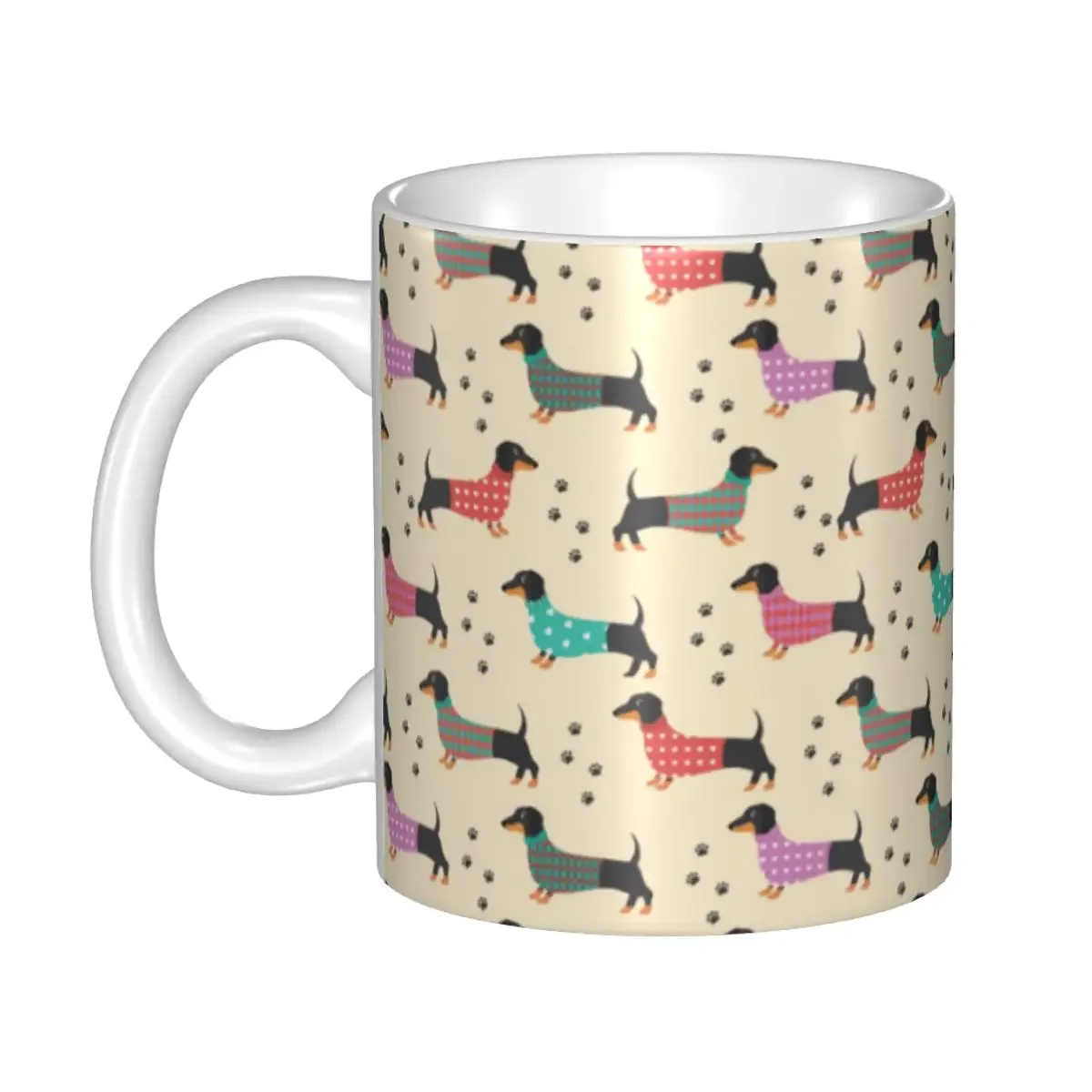 Cartoon Dachshund Dog Pattern Mugs Personalized Ceramic Coffee Mug Creative Present