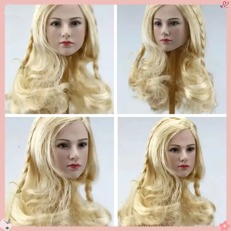 

1/6 Scale Blond Valkyrie Head Sculpt Female Soldier Long Curly Golden Hair Head Carving for 12" Action Figure Suntan Ph DollToy