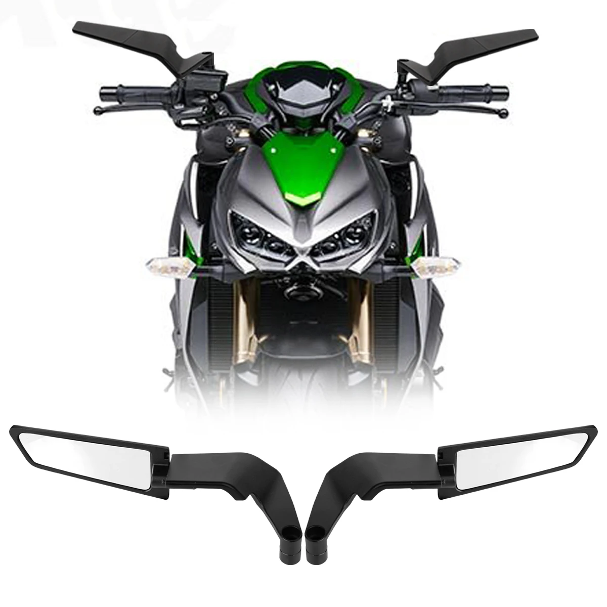 Motorcycle Side View Mirror For Kawasaki Z1000 Z900 Z800 Z750 Z650 Z400 Z300 Z250 Z125 Rearview Mirrors Kits Rotate Adjustable 