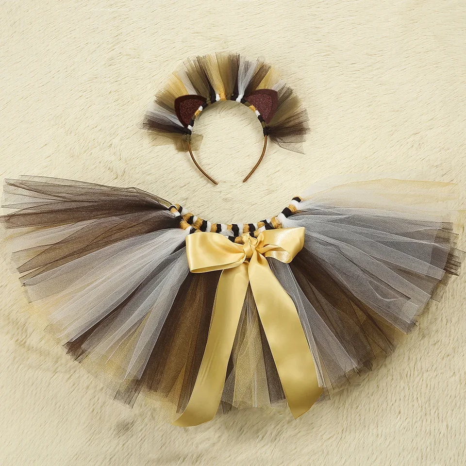 Disfraz De Halloween Para Niña – Tutú De León Con Diadema – Suave Y Transpirable – Ideal Para Carnaval, Fiestas De Circo Y Juego De Roles