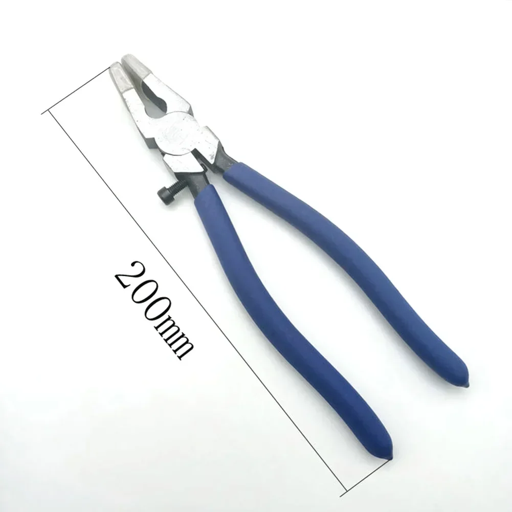 Flat Nose Pliers Pliers 8Inch Blue Flat End For Glass Trimming Hand Tools Non-slip Handle With Adjustable Screw