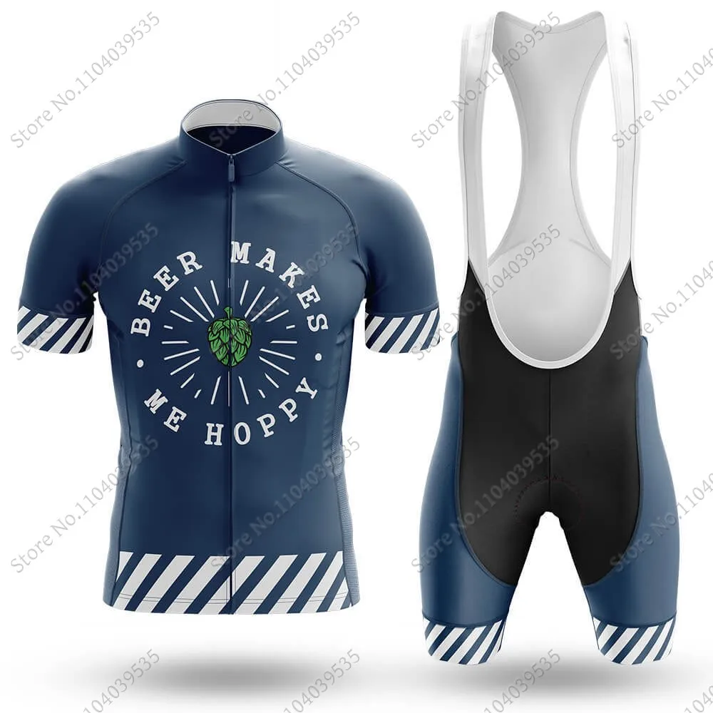 2024 Beer Cycling Jersey Set Retro Mens Summer Clothing Road Bike Shirts Suit Bicycle Bib Shorts MTB Ropa Maillot