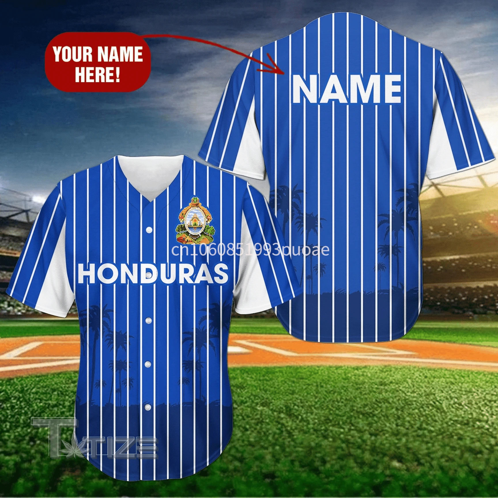 Honduras Half & Half Customize Your Name Baseball Jersey Shirt Baseball Shirt 3D Printed Men's Shirt Casual Shirts Hip Hop Tops