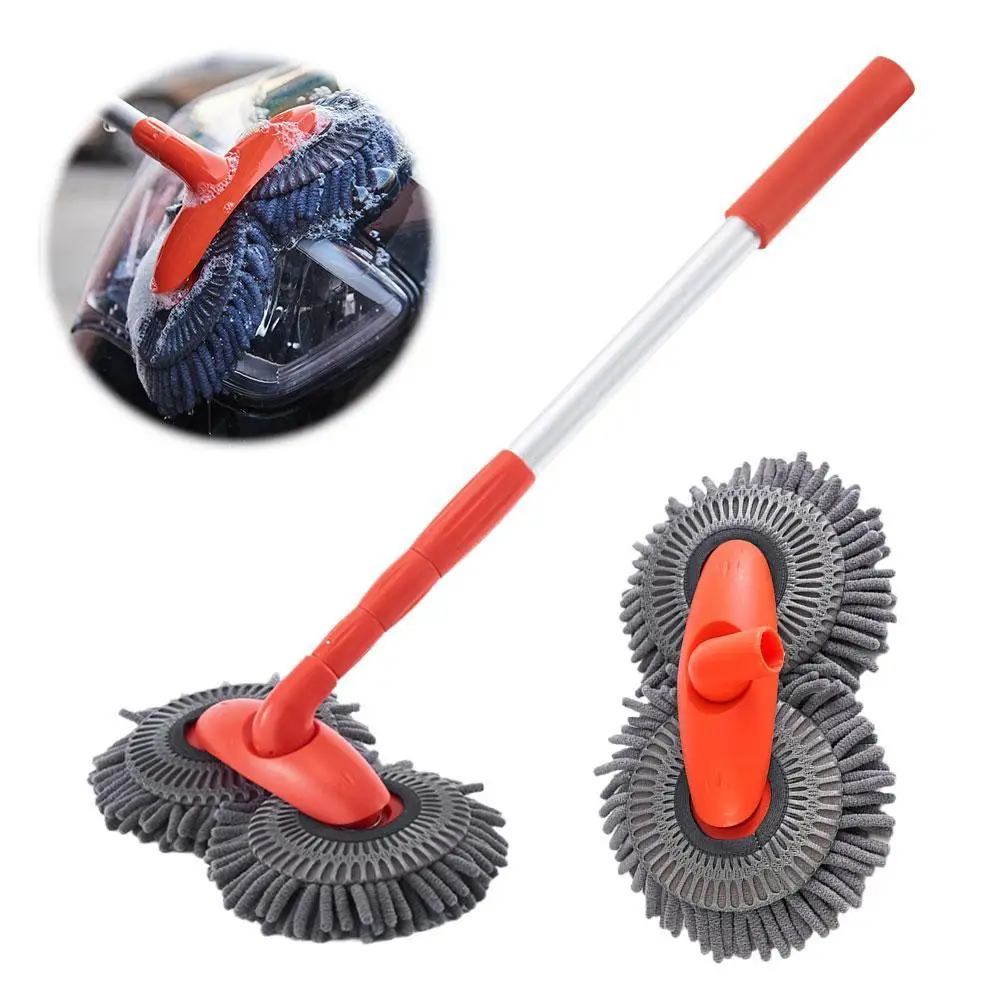 

Curved Surface Twin Head Microfiber Brush Mop Auto Cleaning Telescoping Tool Car Wash Long Duster Handle Washer Refill Brus F2M2