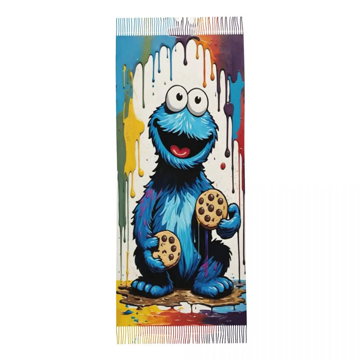 مخصص كوكي مونستر برامج التلفزيون وشاح التفاف للنساء شتاء طويل دافئ شرابة شال للجنسين الأوشحة #5