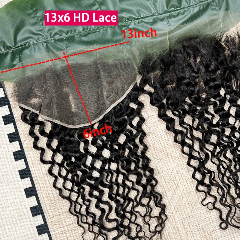Water Wave 13x6 HD Lace Frontal Only Invisible Lace Melt Skin Lace Raw Human Hair 100% HD Lace Closure PrePlucked Bleached Knots