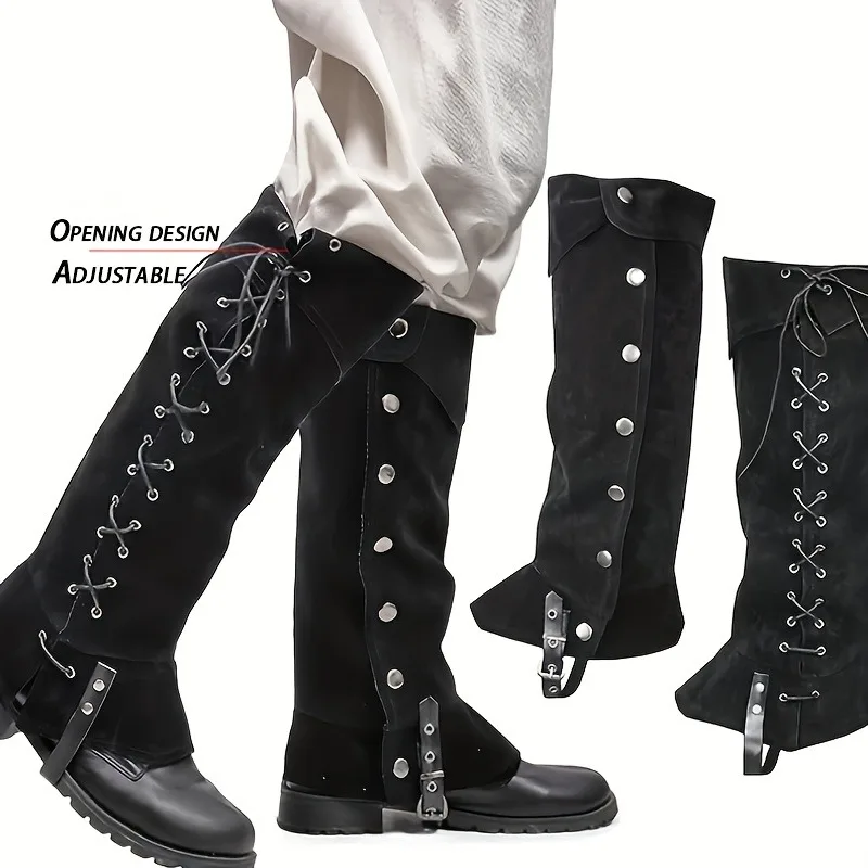 2pcs/set Fabric Boot Gaiters Reinforced Metal Eyelets For Lacing Convenient Wear For Halloween Party Portrait Shooting Simple