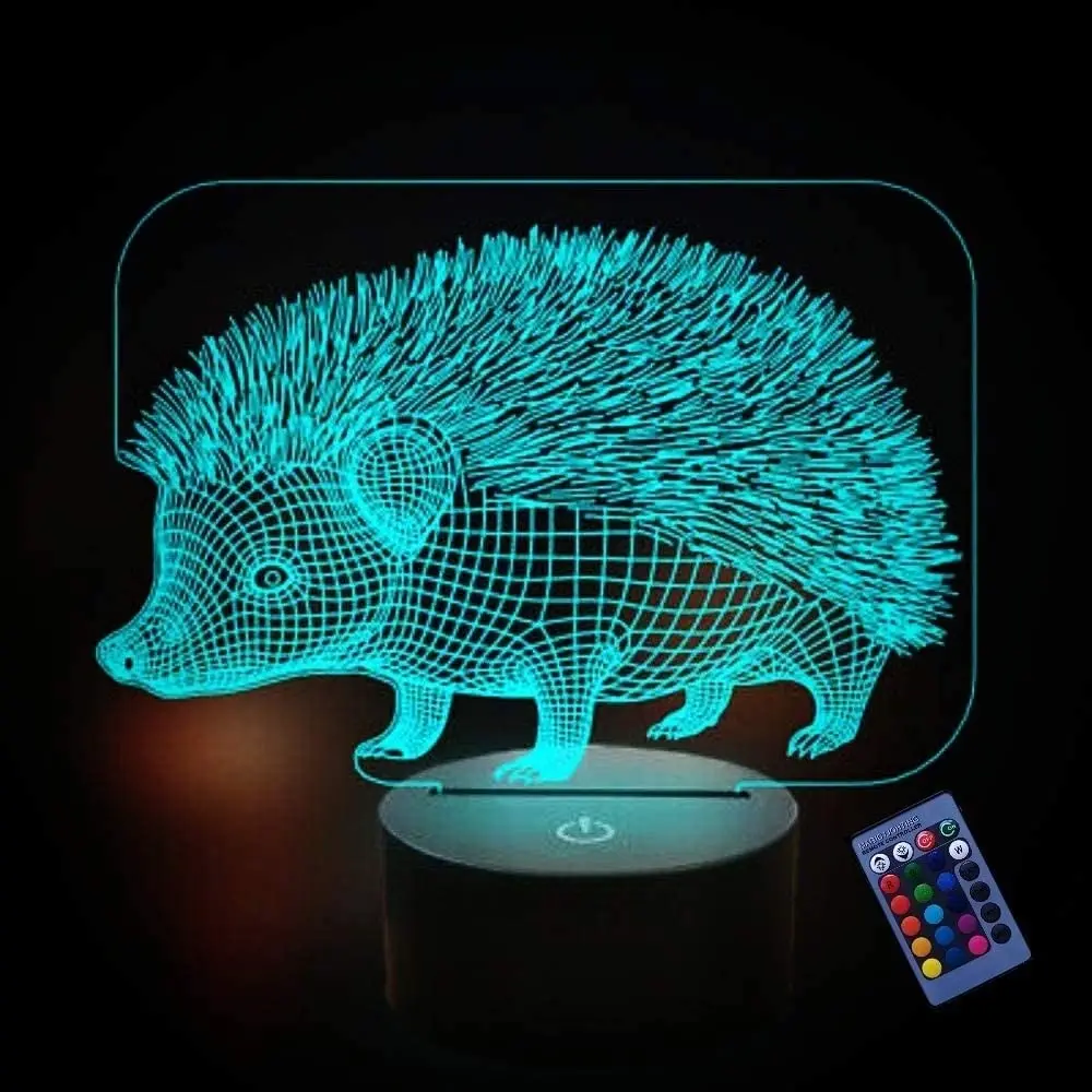 3D Hedgehog Night Light 16 colori che cambiano telecomando Touch Switch Decor lampada a LED bambini bambini natale natale compleanno regalo