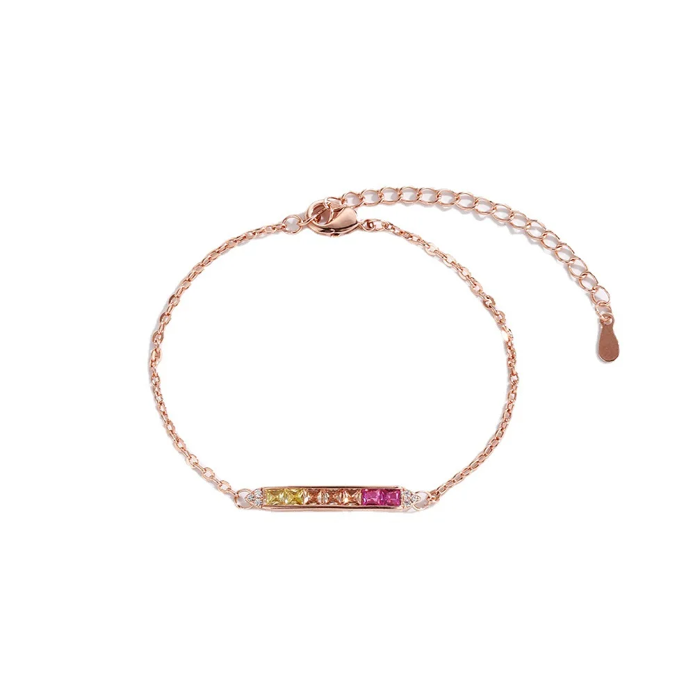 

Inlaid with Colorful Zircon Rainbow Bracelet Dopamine High-end Jewelry for Women
