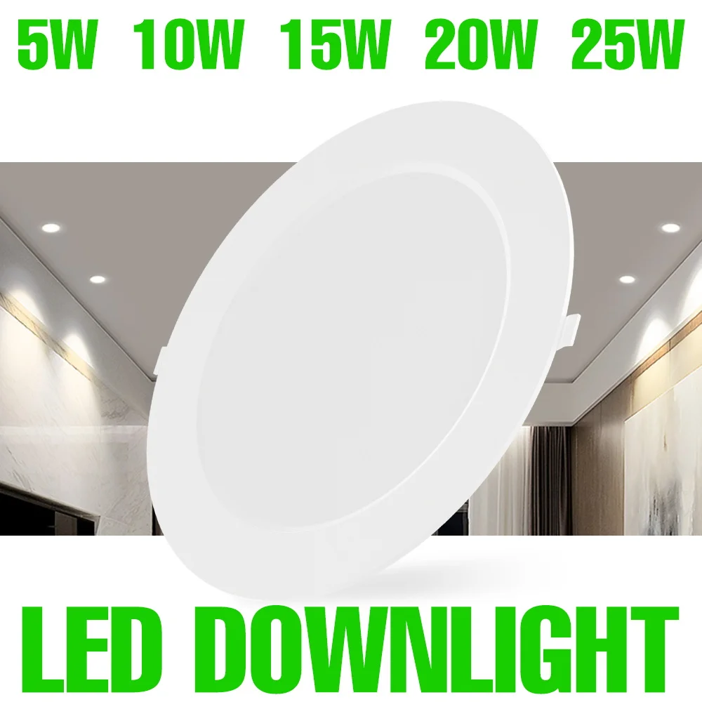 25W LED Downlight AC220V Recessed Round Ceiling Lamp Indoor Spotlights Home Kitchen Study Storage Room Foyer Study Soft Lighting
