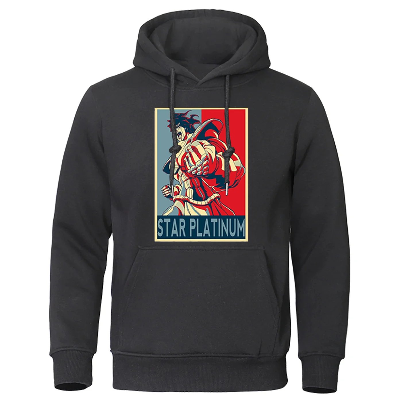 

2025 Spring Autumn Men's Anime Jojo Bizarre Adventure Logo Print Fashion Slim Pullover Hoodies Solid Color Simple Hooded Coat