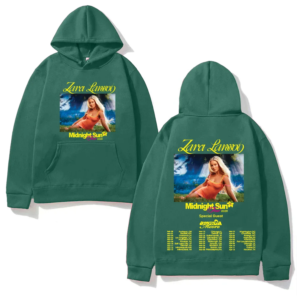 Zara Larsson-Midnight Sun 2026 Hooded With Pocket Fleece Comfortable Sweatshirt Clothes Moletom Vintage High Quality Pullovers