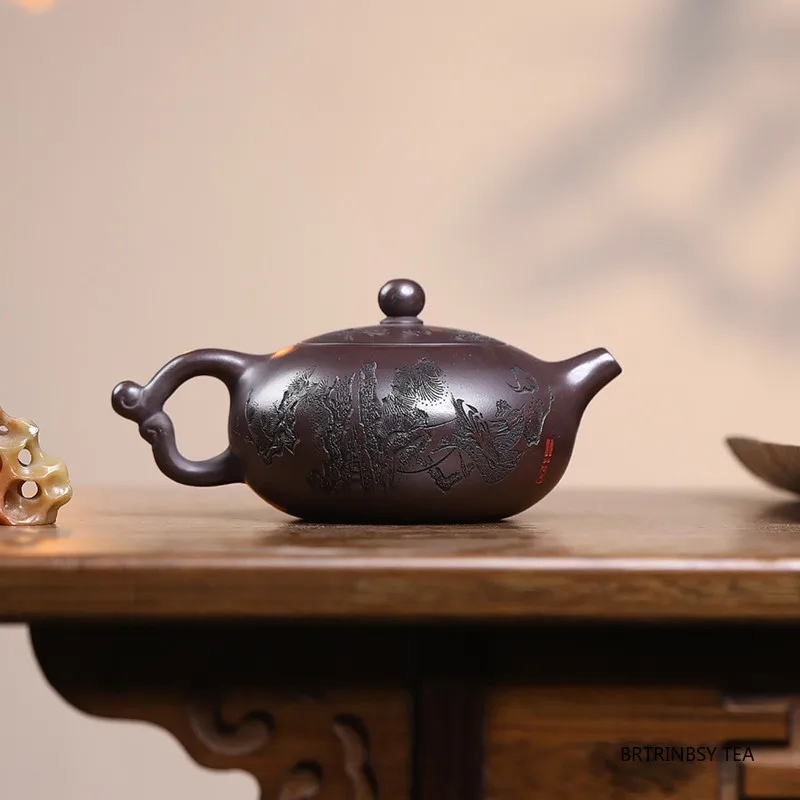 Tradition Yixing Purple Clay Teapot Chinese Handmade Tea Pot Household Beauty Kettle Raw Ore Zisha Tea Set Accessories 210ml